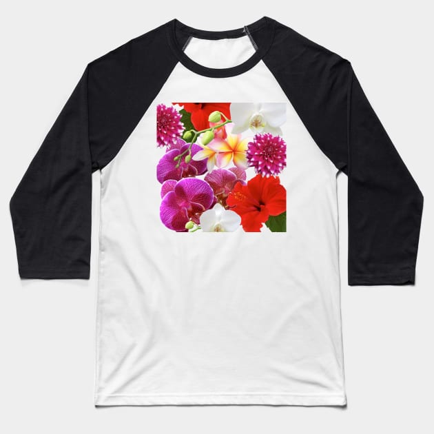 Summer blooms collage Baseball T-Shirt by peggieprints